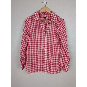 J Crew Women Medium‎ Pink Checkered Button Down Top